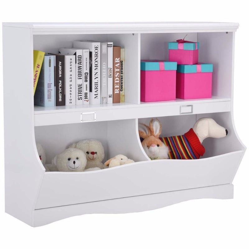Children Storage Unit Kids Bookshelf Bookcase White Baby Toy Organizer Shelf Modern Furniture HW57075