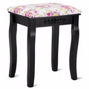 Giantex Wood Dressing Stool Padded Chair Makeup Piano Seat Rose Cushion Black Home Furniture HW53876BK