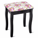 Giantex Wood Dressing Stool Padded Chair Makeup Piano Seat Rose Cushion Black Home Furniture HW53876BK