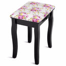 Giantex Wood Dressing Stool Padded Chair Makeup Piano Seat Rose Cushion Black Home Furniture HW53876BK