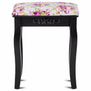 Giantex Wood Dressing Stool Padded Chair Makeup Piano Seat Rose Cushion Black Home Furniture HW53876BK