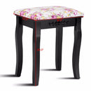 Giantex Wood Dressing Stool Padded Chair Makeup Piano Seat Rose Cushion Black Home Furniture HW53876BK