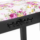Giantex Wood Dressing Stool Padded Chair Makeup Piano Seat Rose Cushion Black Home Furniture HW53876BK
