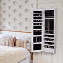 Wall & Door Mounted Mirrored Jewelry Cabinet Storage Organizer W/ Lights&Drawer Home Furniture HW59104