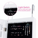 Wall & Door Mounted Mirrored Jewelry Cabinet Storage Organizer W/ Lights&Drawer Home Furniture HW59104