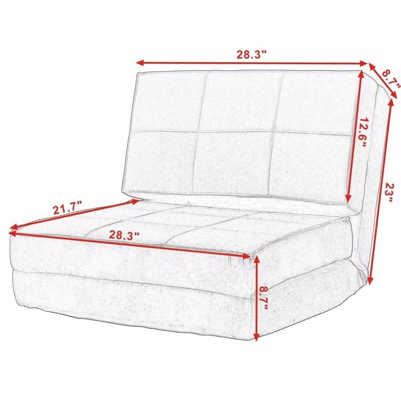 Convertible Fold Down Chair Flip Out Lounger Sleeper Bed Couch Game Dorm Guest Home Furniture HW52445