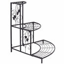 3 Tier Floral Corner Plant Stand Metal Flower Pot Rack Stair Display Ladder  Outdoor