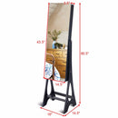 LED Jewelry Cabinet Standing Armoire Organizer w/ Bevel Edge Full Size Mirror Home Furniture HW58540