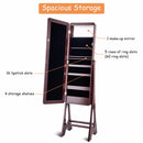 LED Jewelry Cabinet Standing Armoire Organizer w/ Bevel Edge Full Size Mirror Home Furniture HW58540