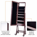 LED Jewelry Cabinet Standing Armoire Organizer w/ Bevel Edge Full Size Mirror Home Furniture HW58540