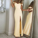 Women Dress Boat Neck Split Female Dresses