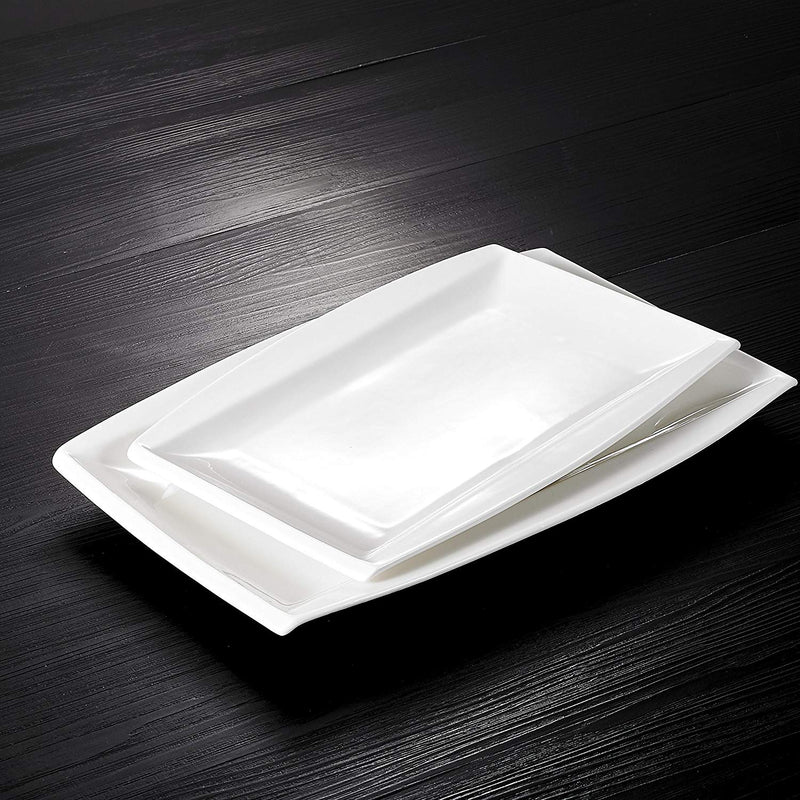 4-Piece Porcelain Dinner Plate Sets with 11"&13.25" Rectangular Plate Set Dessert Plate