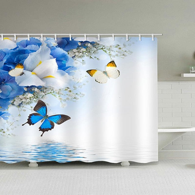 Butterfly  Shower Curtains Polyester Waterproof Shower Curtains