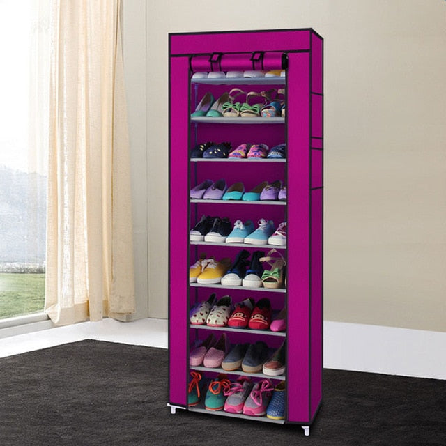 9 Lattices Shoe Rack Shelf Tower Nonwoven Fabric Shoe Organizer Storage Cabinet