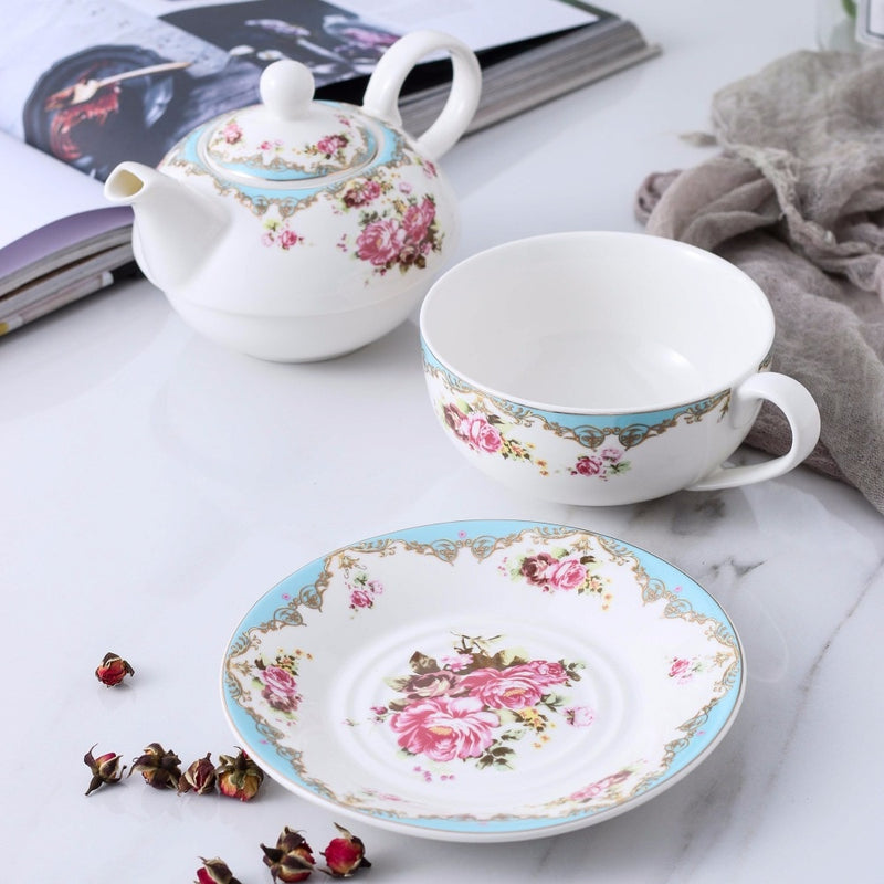 4-Piece Tea for one Set Portable  Porcelain China Ceramic Tea Sets