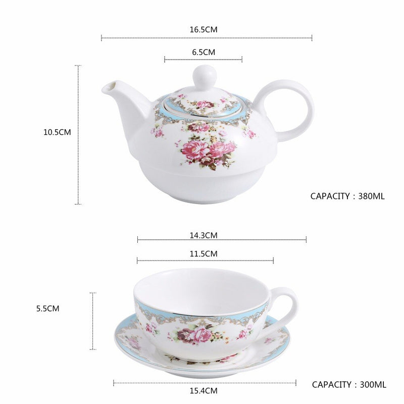 4-Piece Tea for one Set Portable  Porcelain China Ceramic Tea Sets