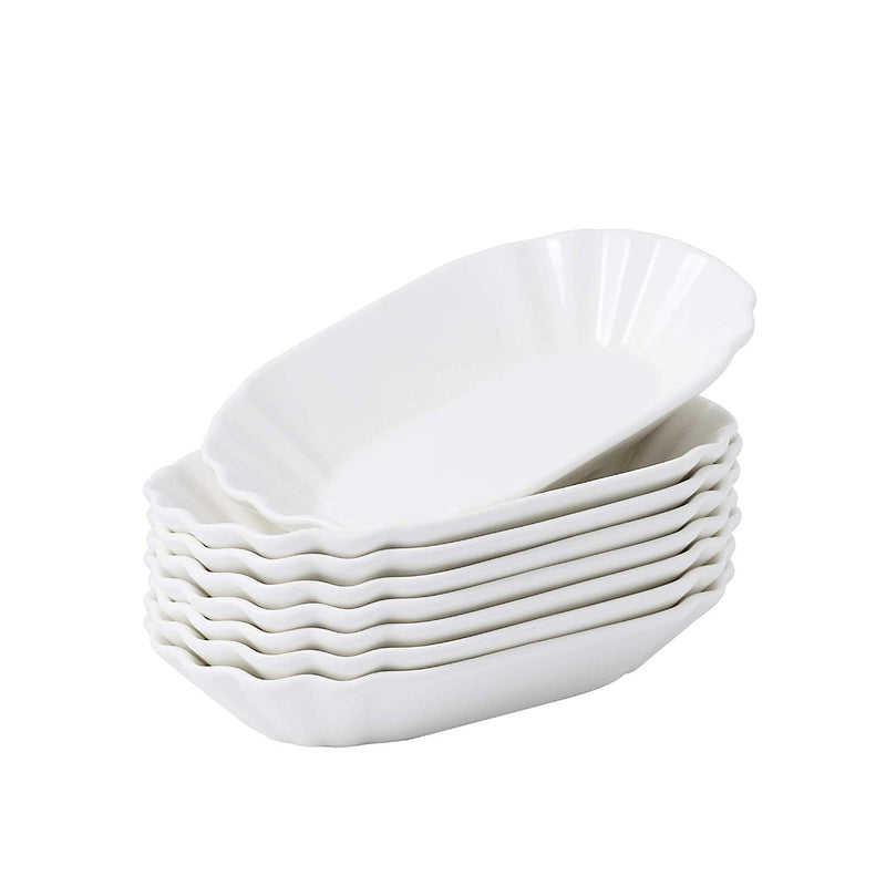 8-Piece 7.75"  Ceramic White Porcelain Breakfast Tray Dinner Plate