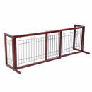 Wood Dog Gate Adjustable Indoor Solid Construction Pet Fence Playpen Free Stand PS6090