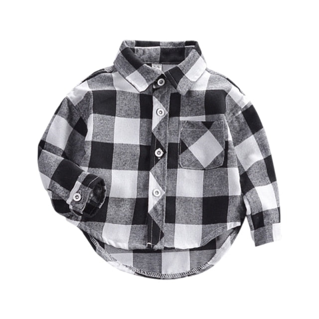 Autumn Warm Casual Baby Boys Clothes Fashion Long Sleeve Plaid Boy Shirts Tops Blouse