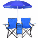 Portable Folding Picnic Double Chair W/Umbrella Table Cooler Beach Camping Chair Outdoor Furniture OP70621