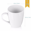 6 Pieces Ivory White Porcelain 360cc Coffee Mug Cup