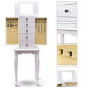 Jewelry Chest Storage Cabinet Stand Organizer Christmas w/ Mirror White Home Furniture HW56419WH