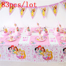 83Pcs Disney Six Princess Theme Birthday Party Decoration Set