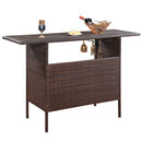 Outdoor Rattan Wicker Bar Counter Table Shelves Garden Patio Furniture Brown