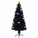Giantex 4FT Pre-Lit Fiber Optic Artificial Christmas Tree w/Multicolor Lights Snowflakes Modern Home Decoration CM20528