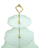 3 Tier Green Ceramic Cake Tower Stand,Porcelain Party Food Server