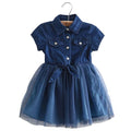 Toddler Baby Kids Girl Princess Summer Sundress Denim Dress Cowboy Princess Tutu Dress Party Button Dress