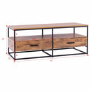 47" 2-Tier Cocktail Coffee Table Metal Desk Shelf Storage Bedroom W/2 Drawer Home Furniture HW59331