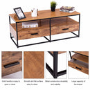 47" 2-Tier Cocktail Coffee Table Metal Desk Shelf Storage Bedroom W/2 Drawer Home Furniture HW59331