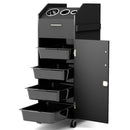 Black Beauty Salon Spa Rolling Trolley 4 Storage Trays &Locking Door Equipment