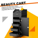 Black Beauty Salon Spa Rolling Trolley 4 Storage Trays &Locking Door Equipment