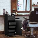 Black Beauty Salon Spa Rolling Trolley 4 Storage Trays &Locking Door Equipment