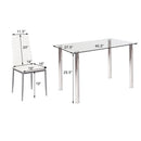 5 Piece Dining Set Table and 4 Chairs Glass Metal Kitchen Breakfast Furniture