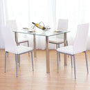 5 Piece Dining Set Table and 4 Chairs Glass Metal Kitchen Breakfast Furniture