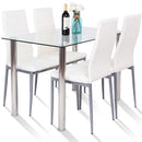 5 Piece Dining Set Table and 4 Chairs Glass Metal Kitchen Breakfast Furniture