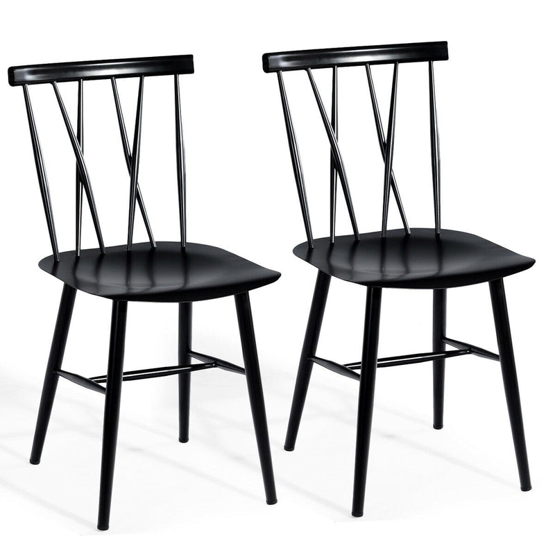 Set of 2 Dining Side Chairs Chairs Armless Cross Back Kitchen Bistro Caf