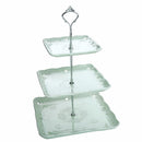 3 Tier Green Dessert Cake Tower Stand Porcelain Server Display