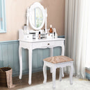 Vanity Table Jewelry Makeup Desk Bench Dresser Stool White