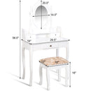 Vanity Table Jewelry Makeup Desk Bench Dresser Stool White