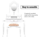 Vanity Table Jewelry Makeup Desk Bench Dresser Stool White