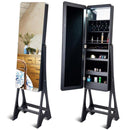 LED Jewelry Cabinet Standing Armoire Organizer w/ Bevel Edge Full Size Mirror Home Furniture HW58540
