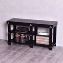 Wooden Shoe Bench Boot Storage Shelf Organizer Seat Entryway Hallway Black