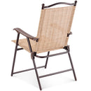 Set of 2 Patio Folding Sling Back Chairs Camping Deck Garden Beach Yellow