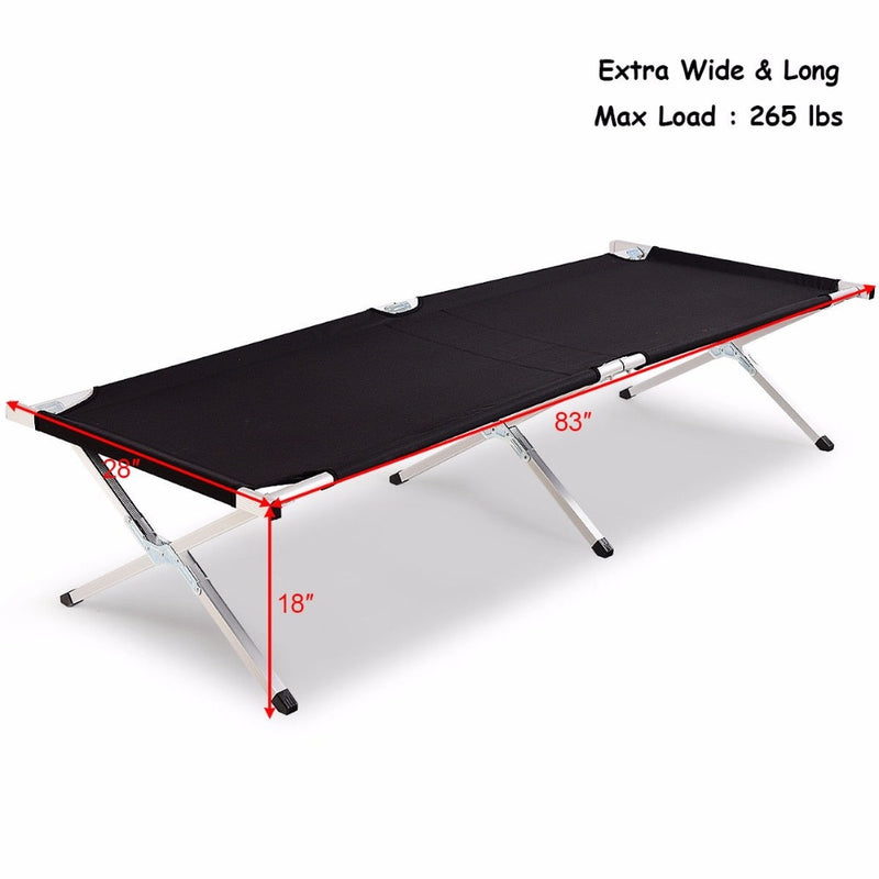 Giantex Aluminum Folding Camping Bed Outdoor Portable Military Cot Hiking Travel W/ Bag Outdoor Furniture OP3637