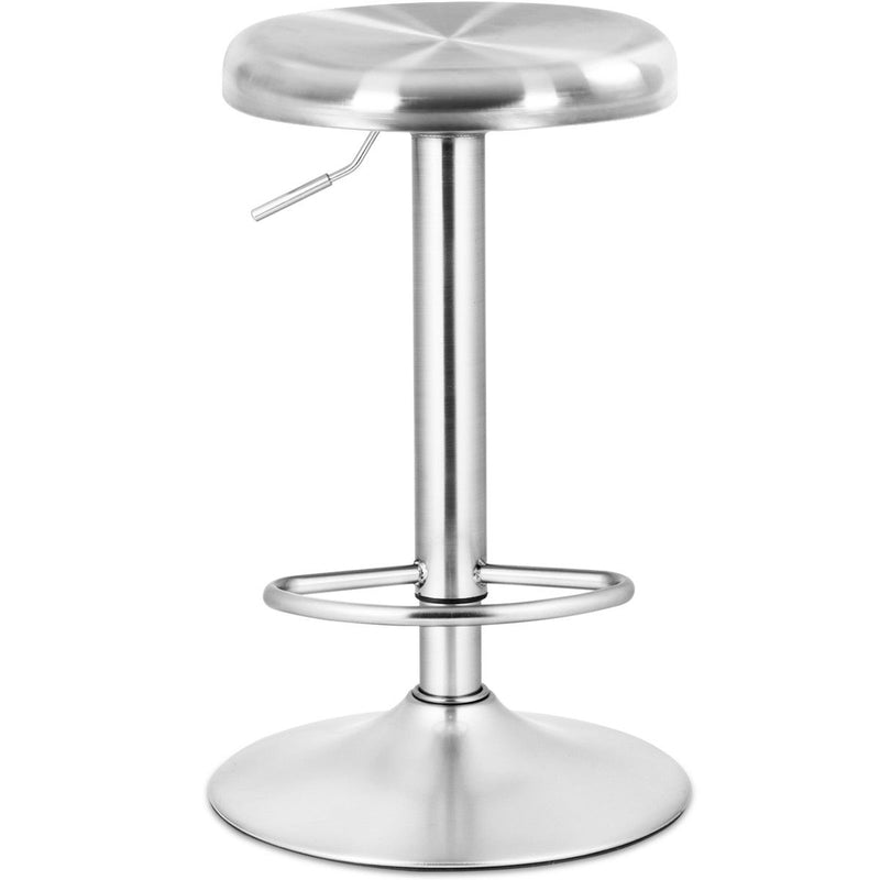 Brushed Stainless Steel Swivel Bar Stool Seat Adjustable Height Round Top Silver
