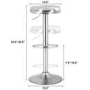 Brushed Stainless Steel Swivel Bar Stool Seat Adjustable Height Round Top Silver